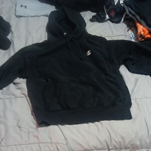 Champion Black Crewneck Hoodie with Small Logo